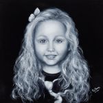 grayscale painting of girl